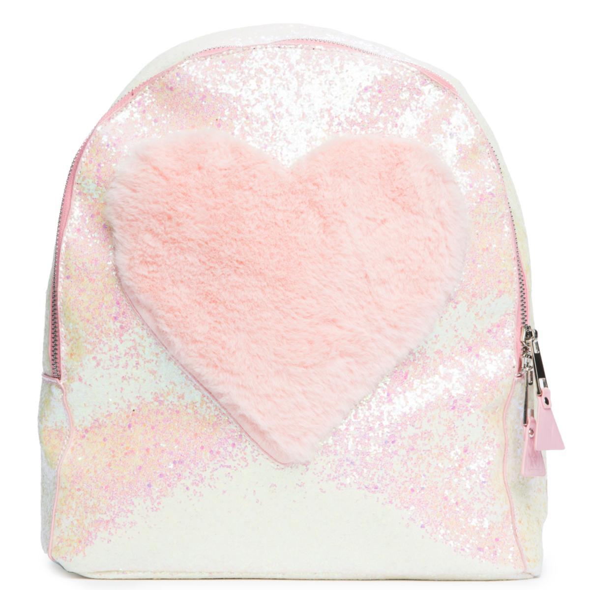Heart Fuzzy Backpack Pink