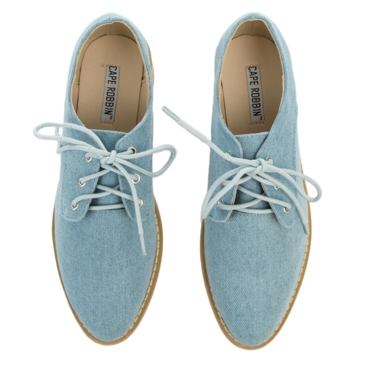 Cape Robbin Fara-2 Blue Platform Dress Shoe Denim