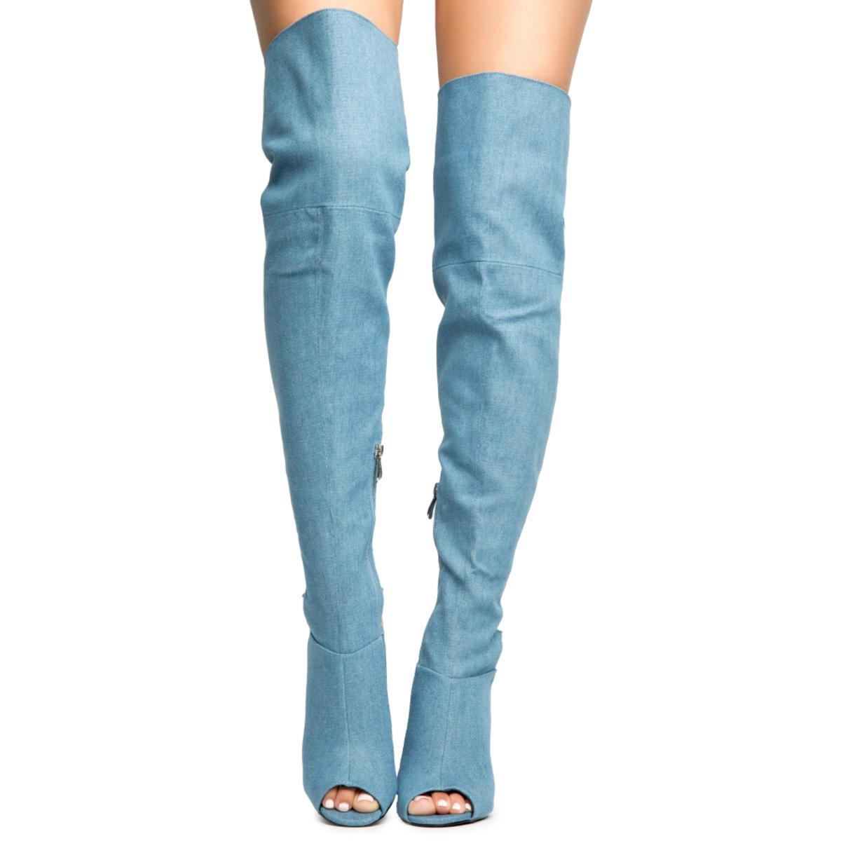 Cape Robbin Connie-40 Denim High Heel Boot Denim