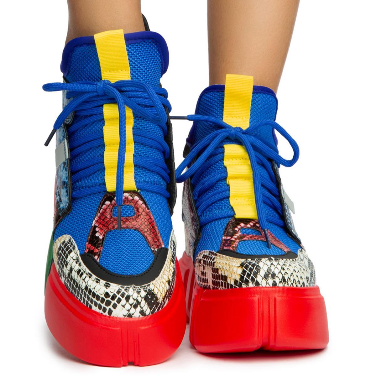 Cranberry-01 Snake Platform Sneakers