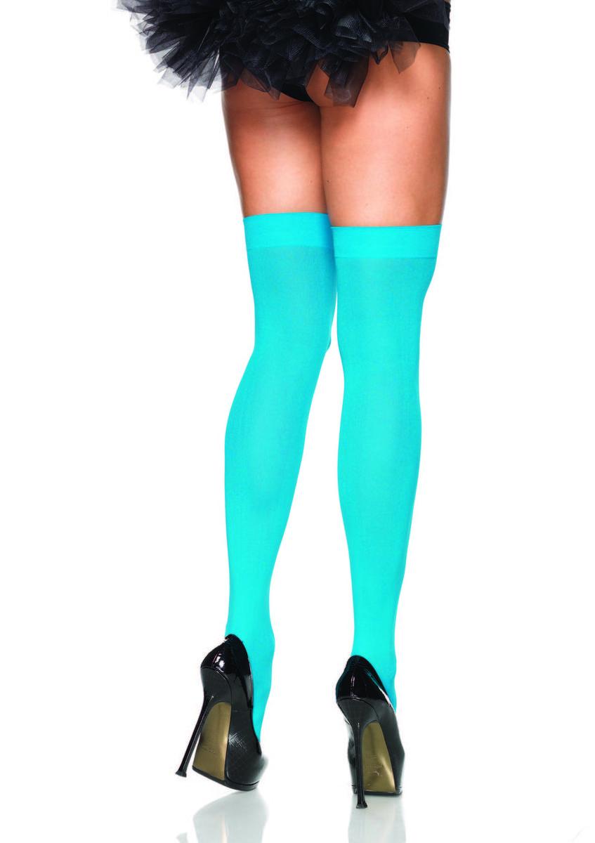 Nylon Over The Knee in NEON BLUE