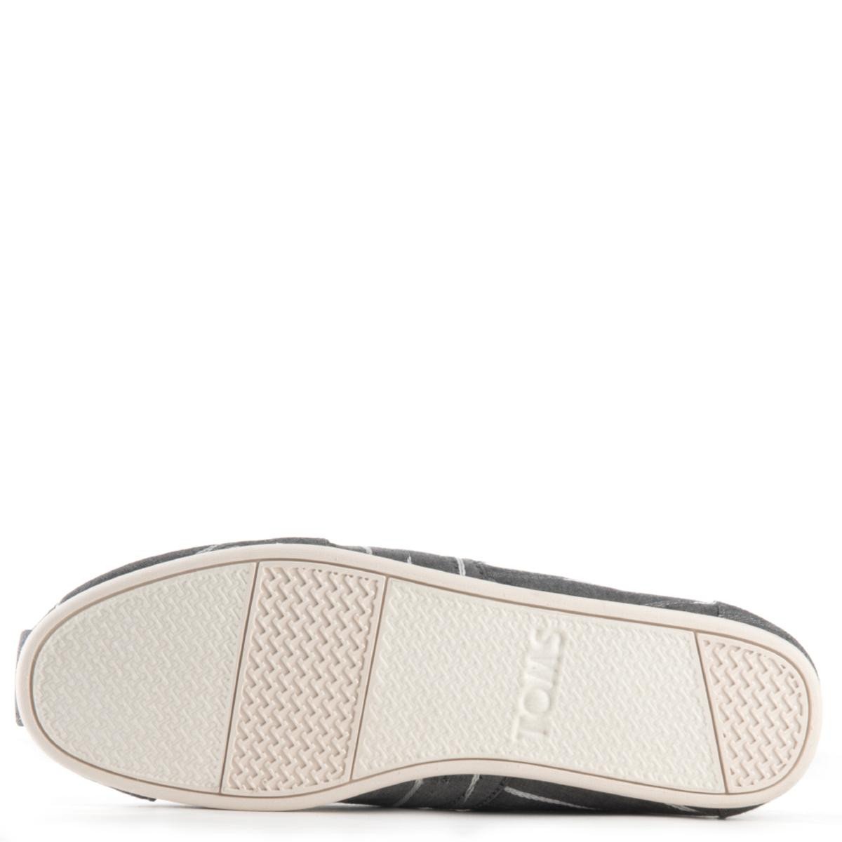 Toms Classic Grey White Mini Striped Flats Grey