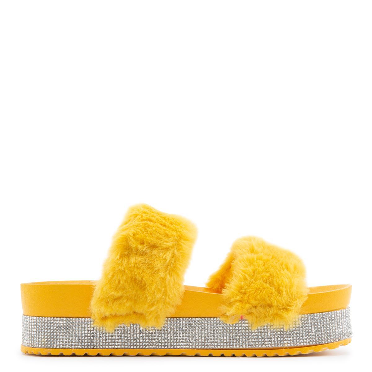 Nighttime-03 Double Band Fur Sandals