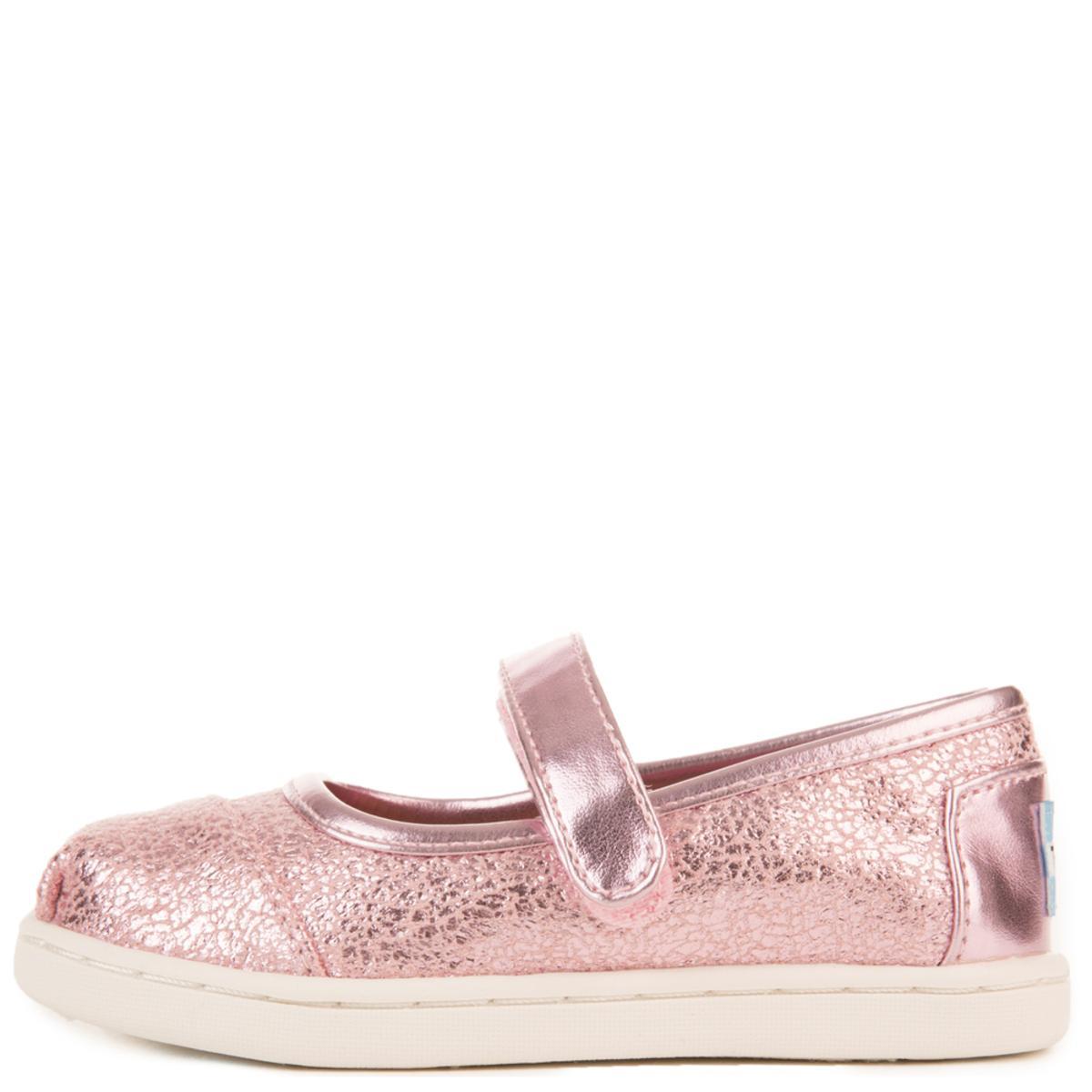 Pink Glitter Toms Shiny Shoes Tiny Toms: Pink Metallic Foil Mary