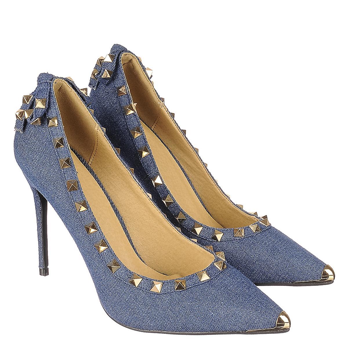 Studded High Heel Mandi-07 Blue