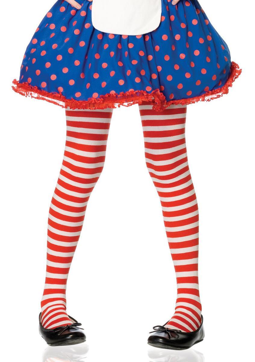 Girl Stripe Tights in RED/WHITE