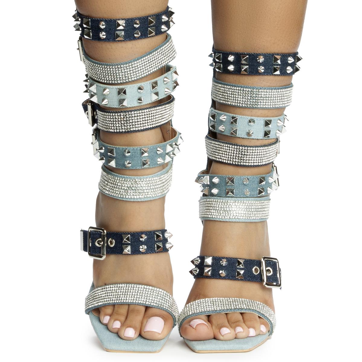 Trace Rhinestone Studded Strappy Heel