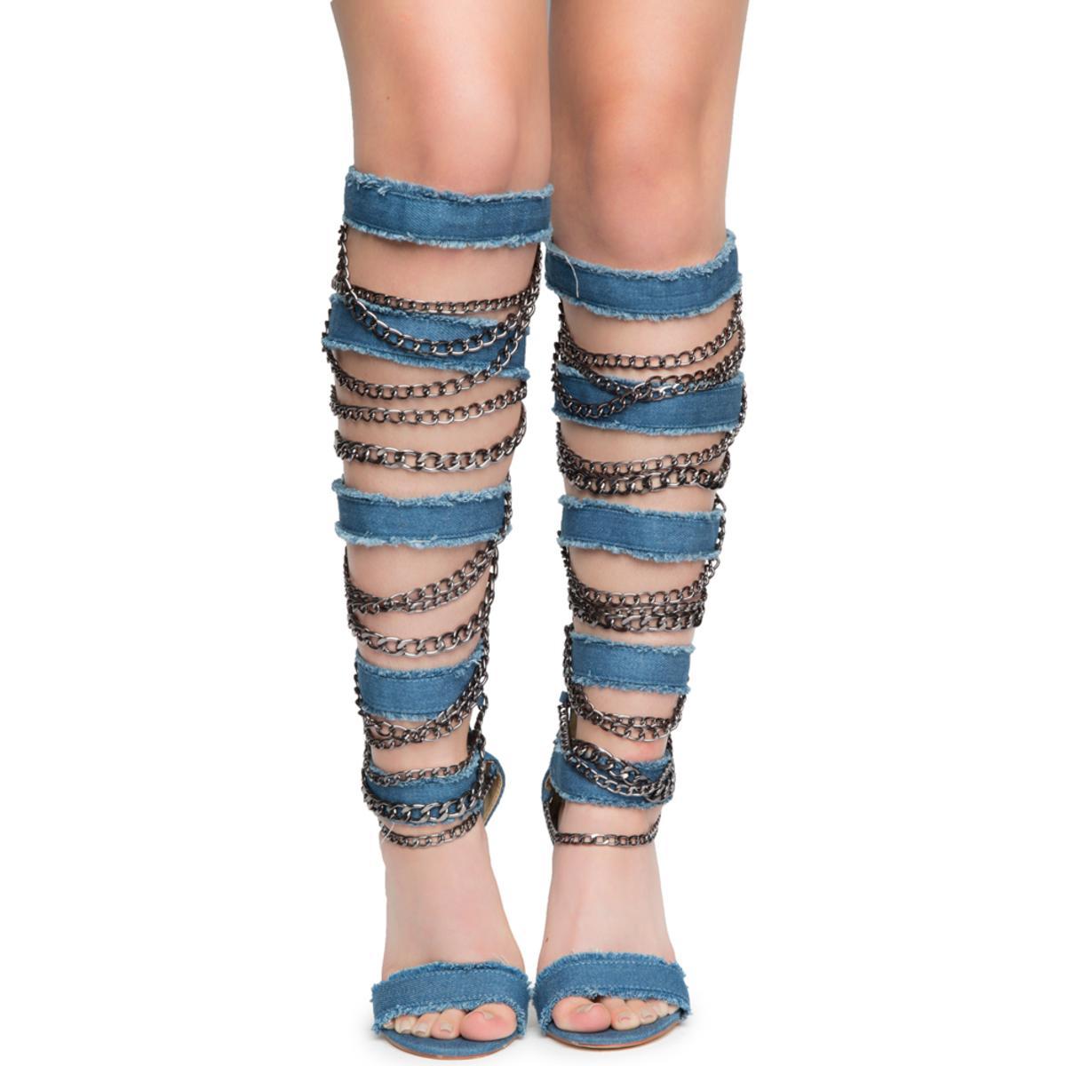 Cape Robbin Alza-77 Denim High Heel Denim