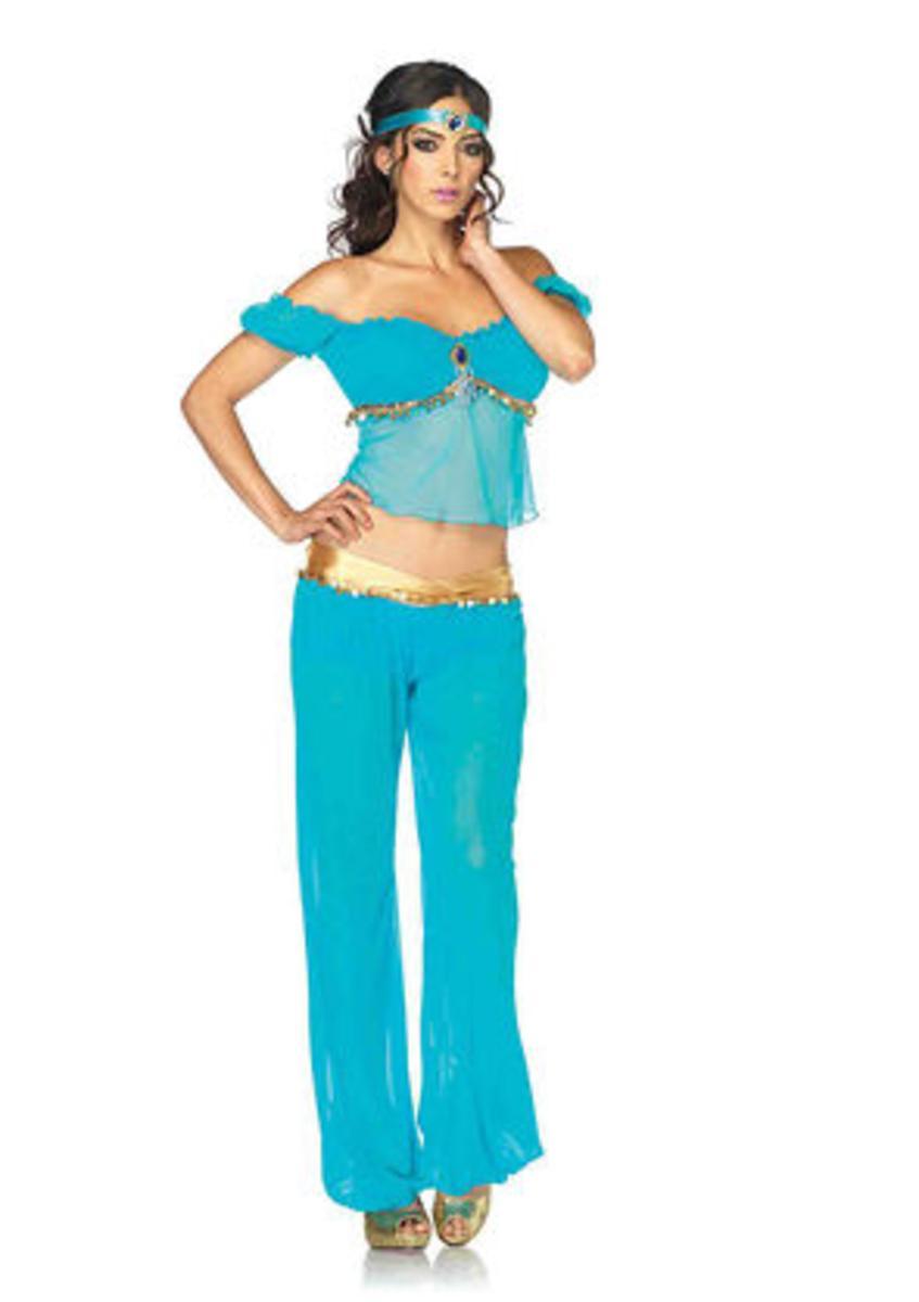 3PC.Arabian Beauty,off the shoulder top,harem pants,headband in TURQUOISE