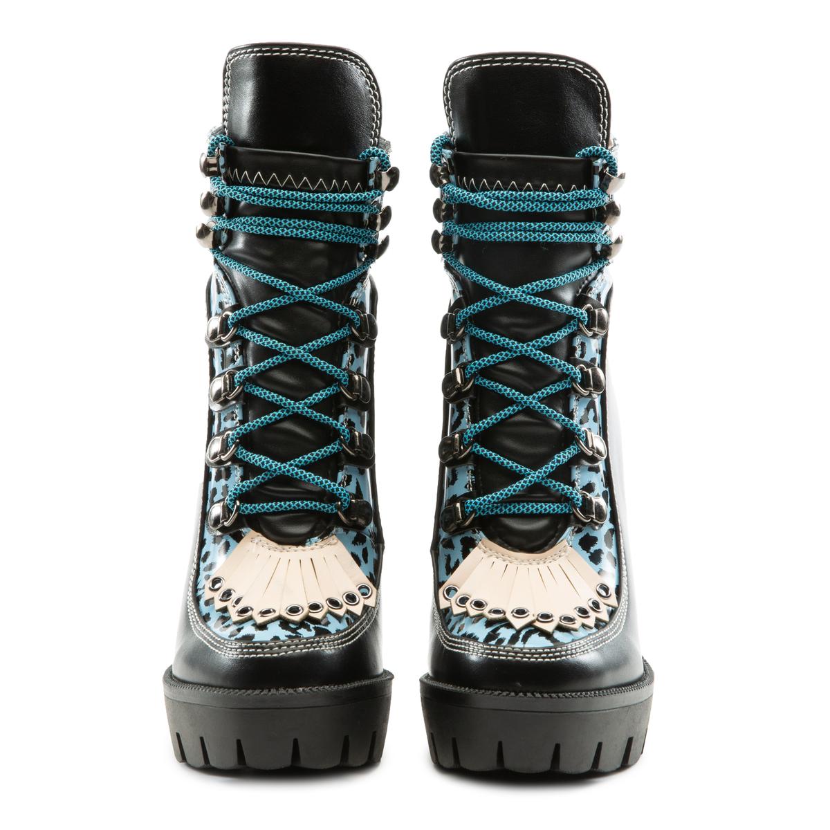 Blue Multi Chunky Heel Bootie