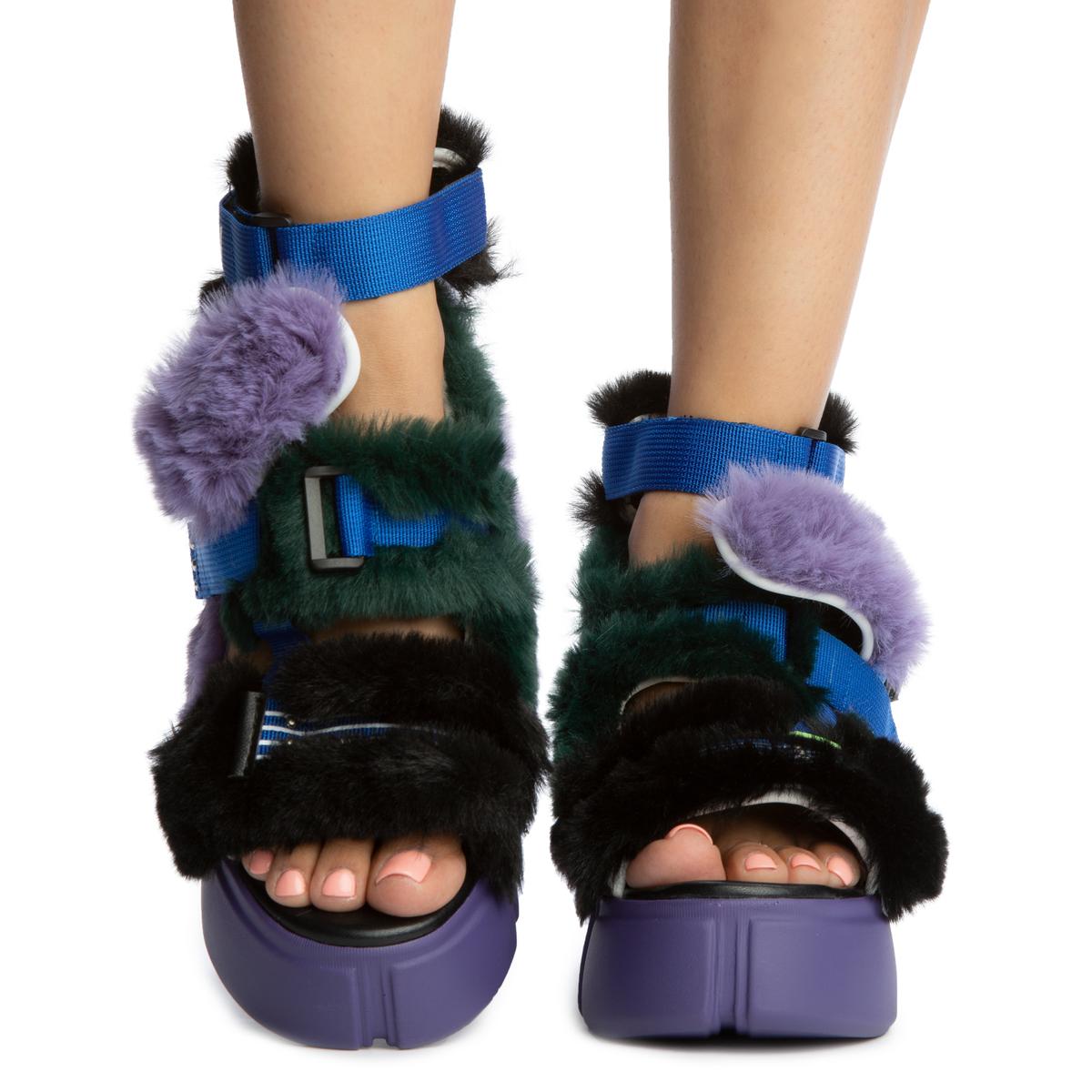 Cranberry-14 Fur Platform Sandals