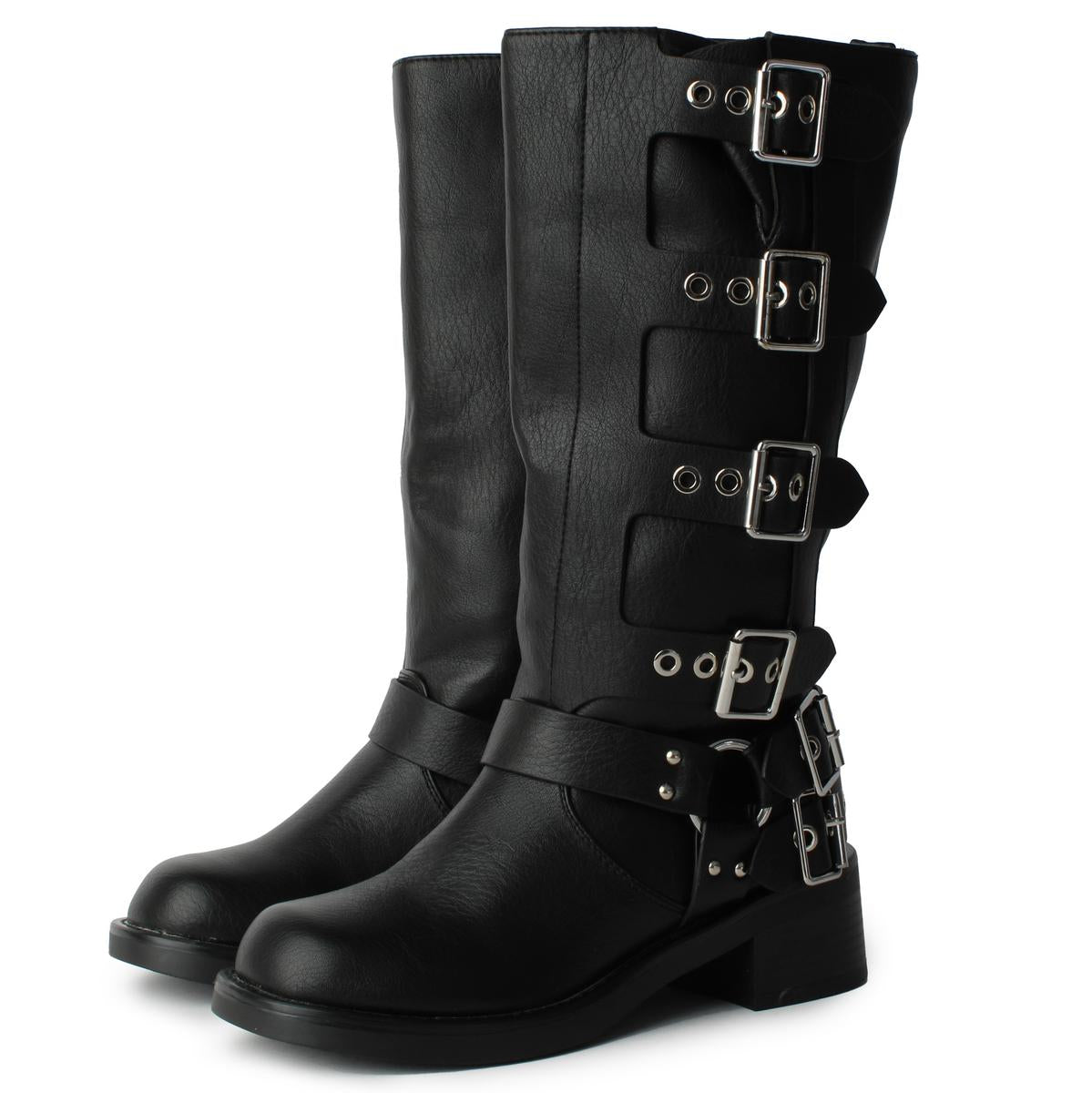 Buckle Block Heel Boot