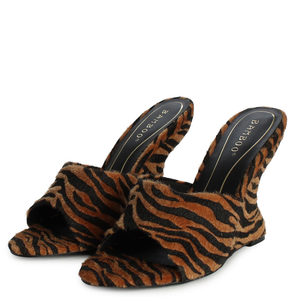 Tiger Pony Hair Wedge Mule