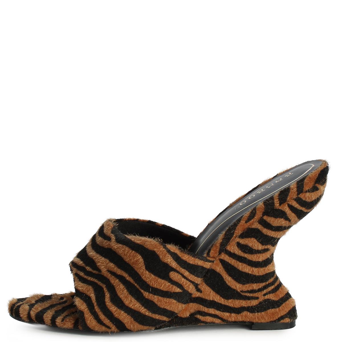 Tiger Pony Hair Wedge Mule