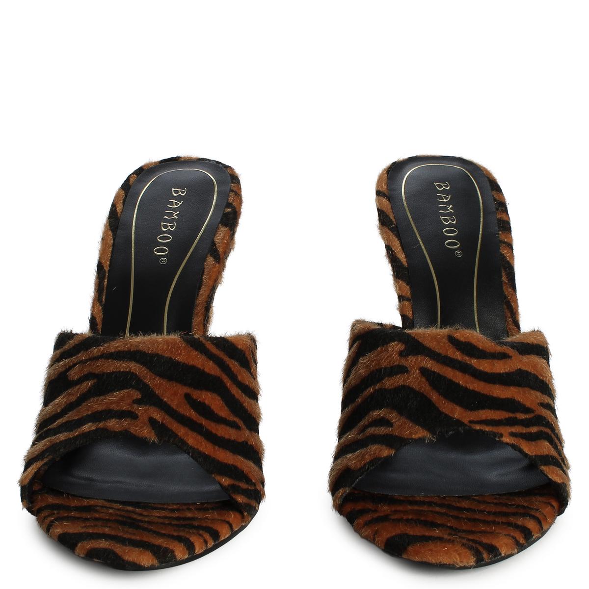 Tiger Pony Hair Wedge Mule
