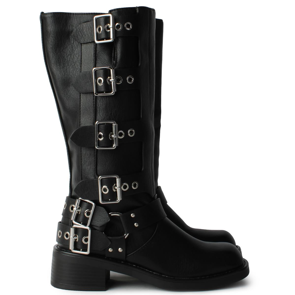 Buckle Block Heel Boot