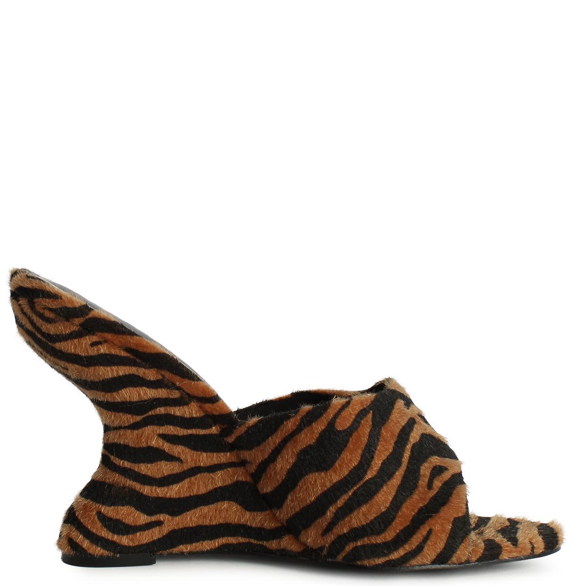Tiger Pony Hair Wedge Mule