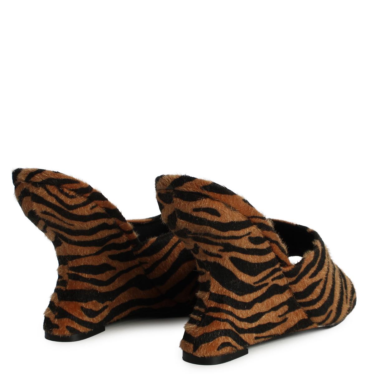 Tiger Pony Hair Wedge Mule
