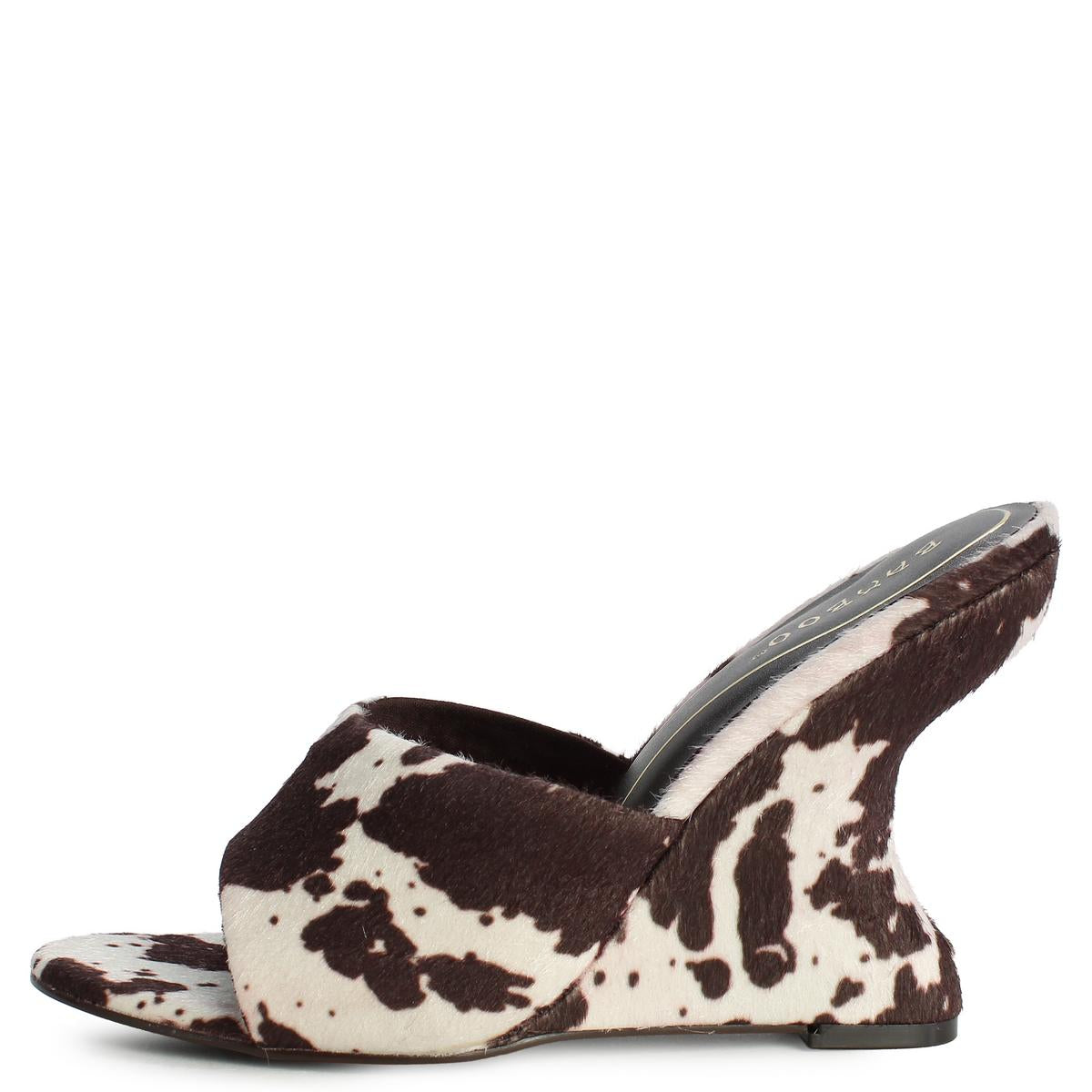 Cow Pony Hair Wedge Mule