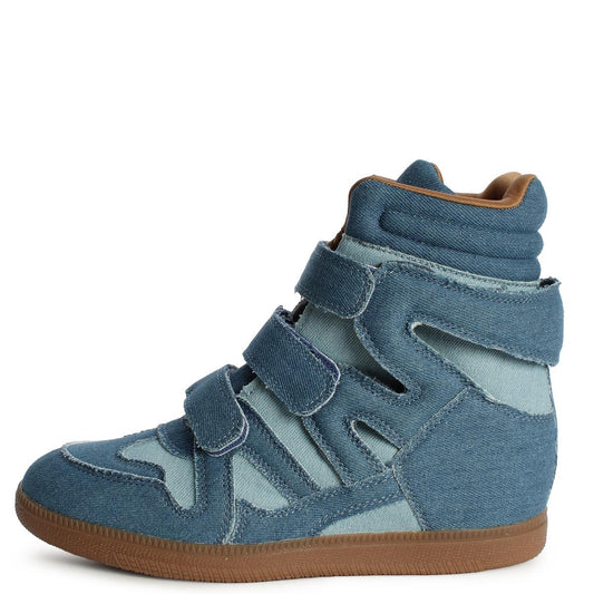 Headline-8 Denim Wedge Sneaker