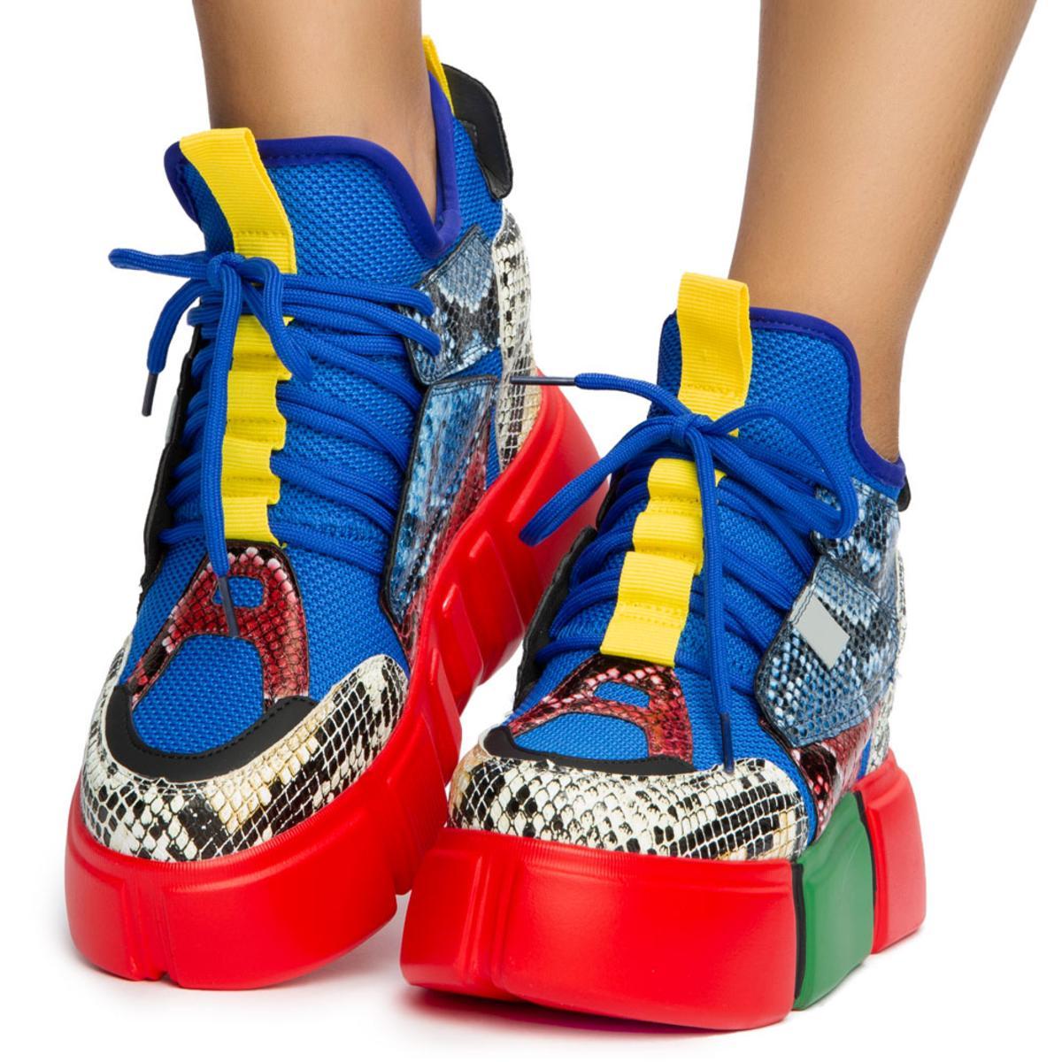 Cranberry-01 Snake Platform Sneakers