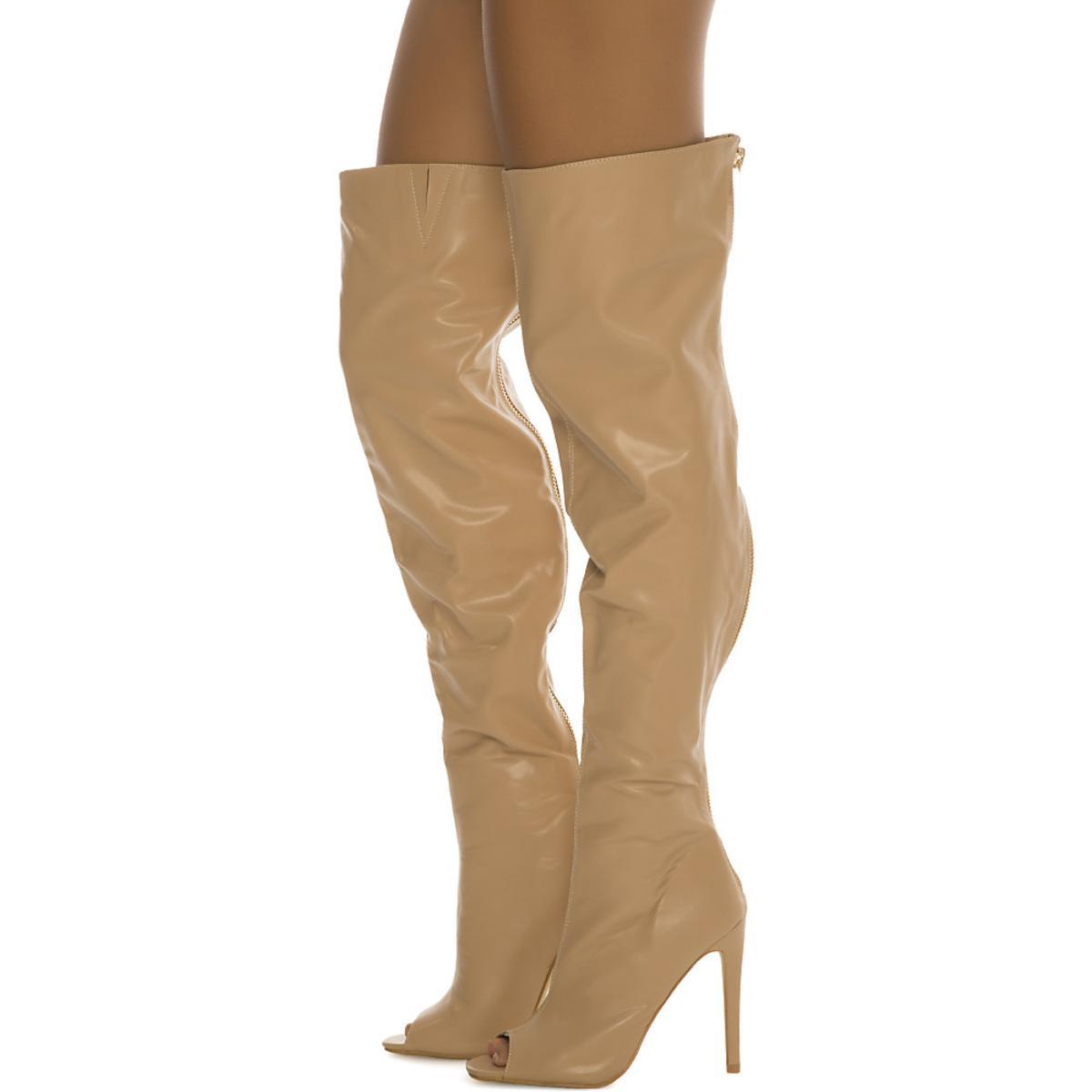 Libby-1 Thigh-High Boot Nude