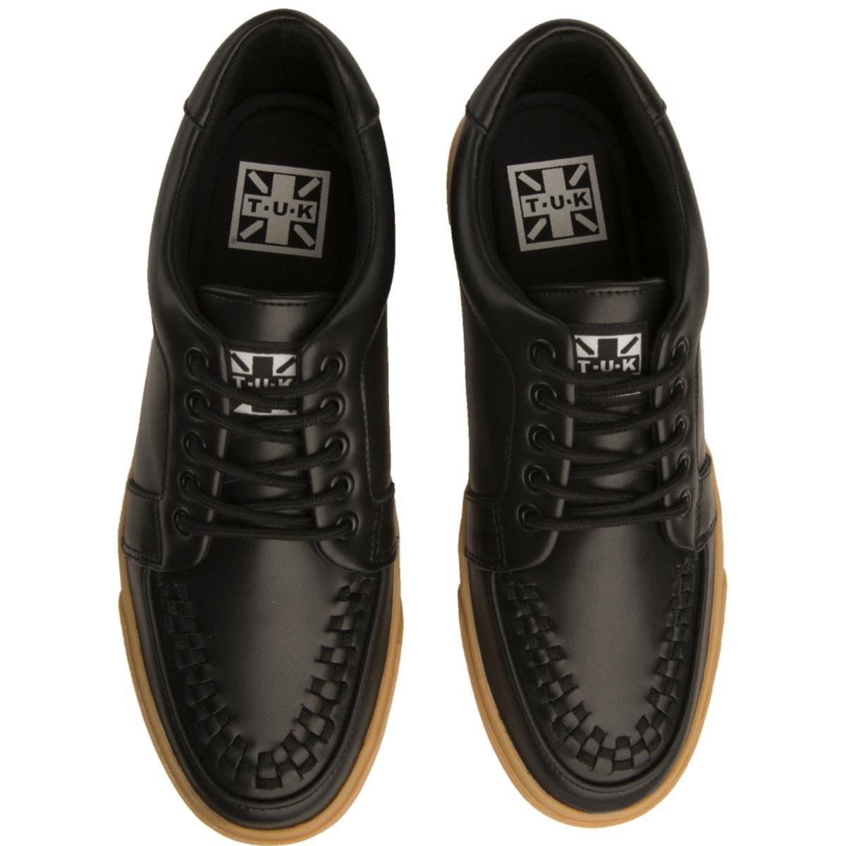 T.U.K for Men: Black Leather No-Ring VLK Sneakers