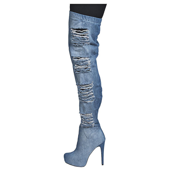 Thigh-High High Heel Boot Malina Blue