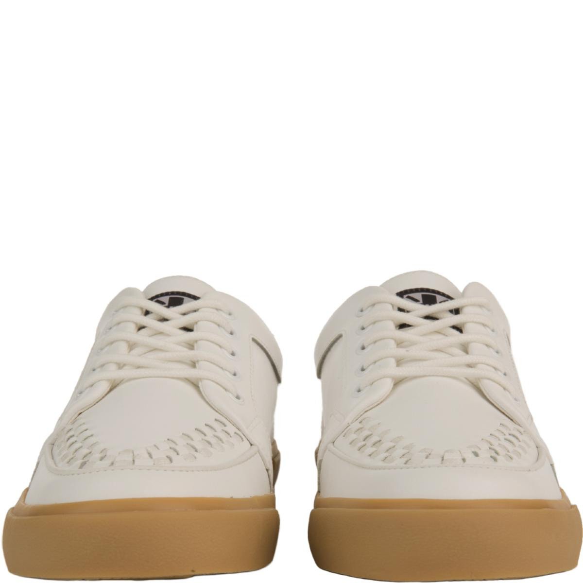 T.U.K for Men: White Leather No-Ring VLK Sneakers