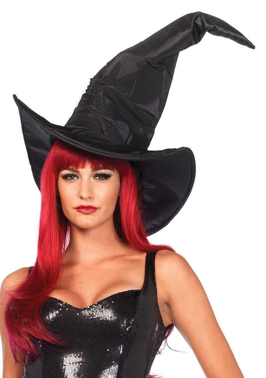 Large ruched witch hat in BLACK