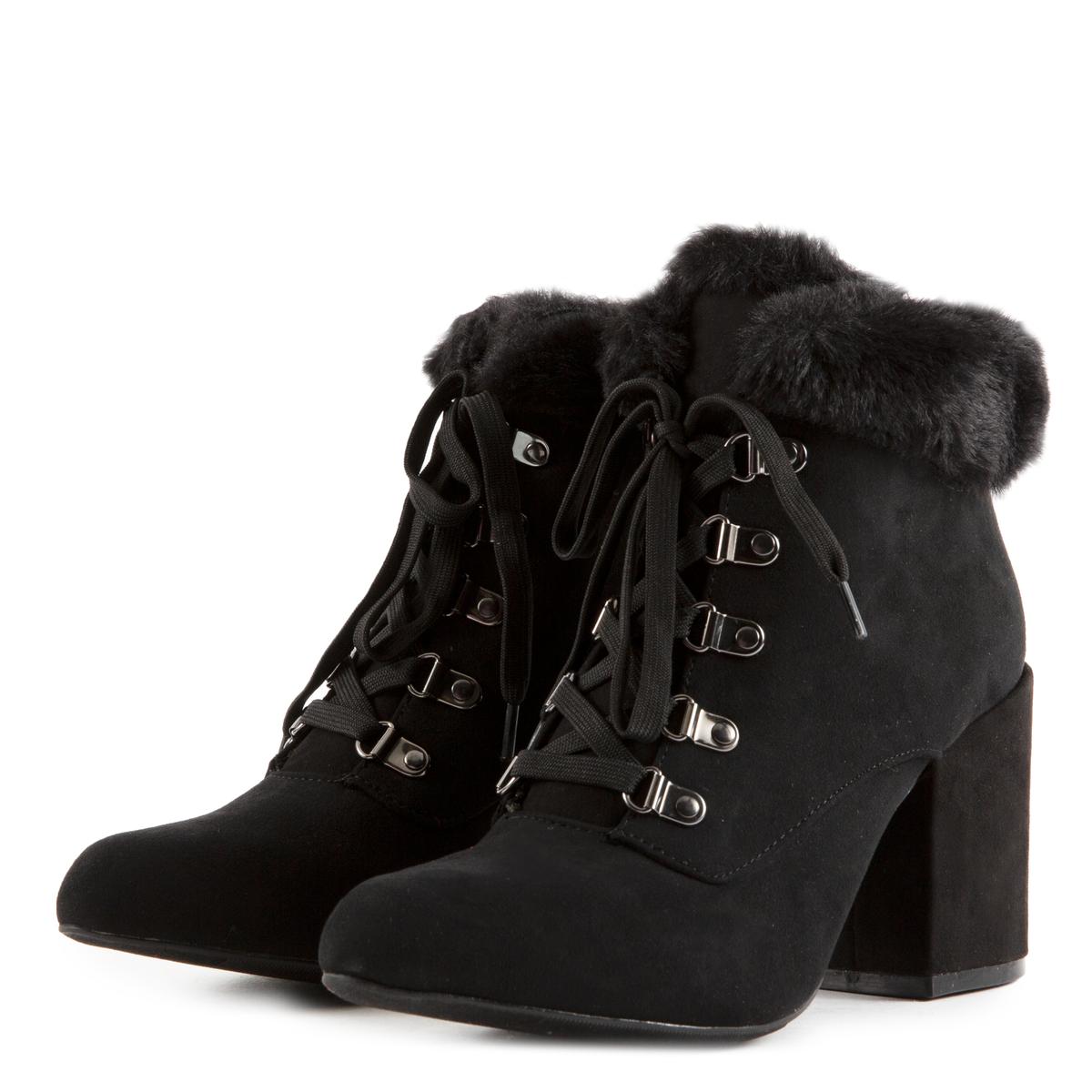 Vitality-19 Lace-Up Fur Booties