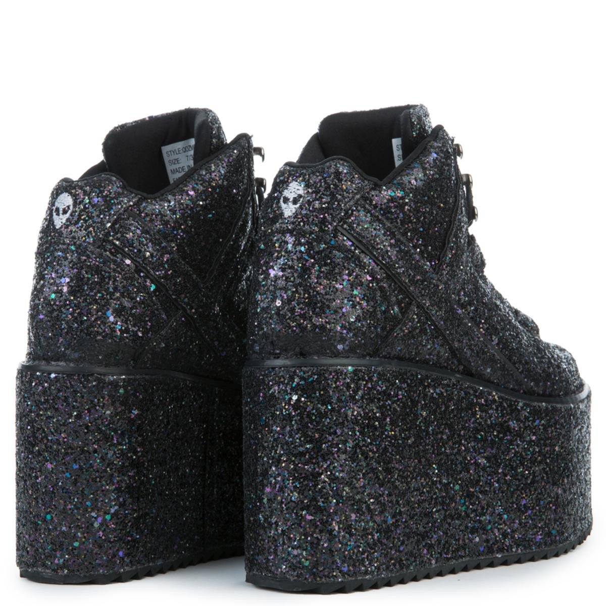 Qozmo Glitter Black Platform Sneakers Black