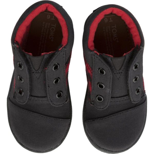 Tiny Toms: Paseo High Red/Black Plaid Sneakers