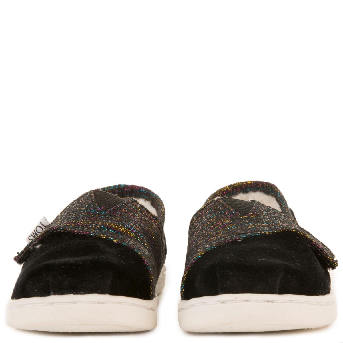 Tiny Toms: Classics Black Metallic Velvet Flats