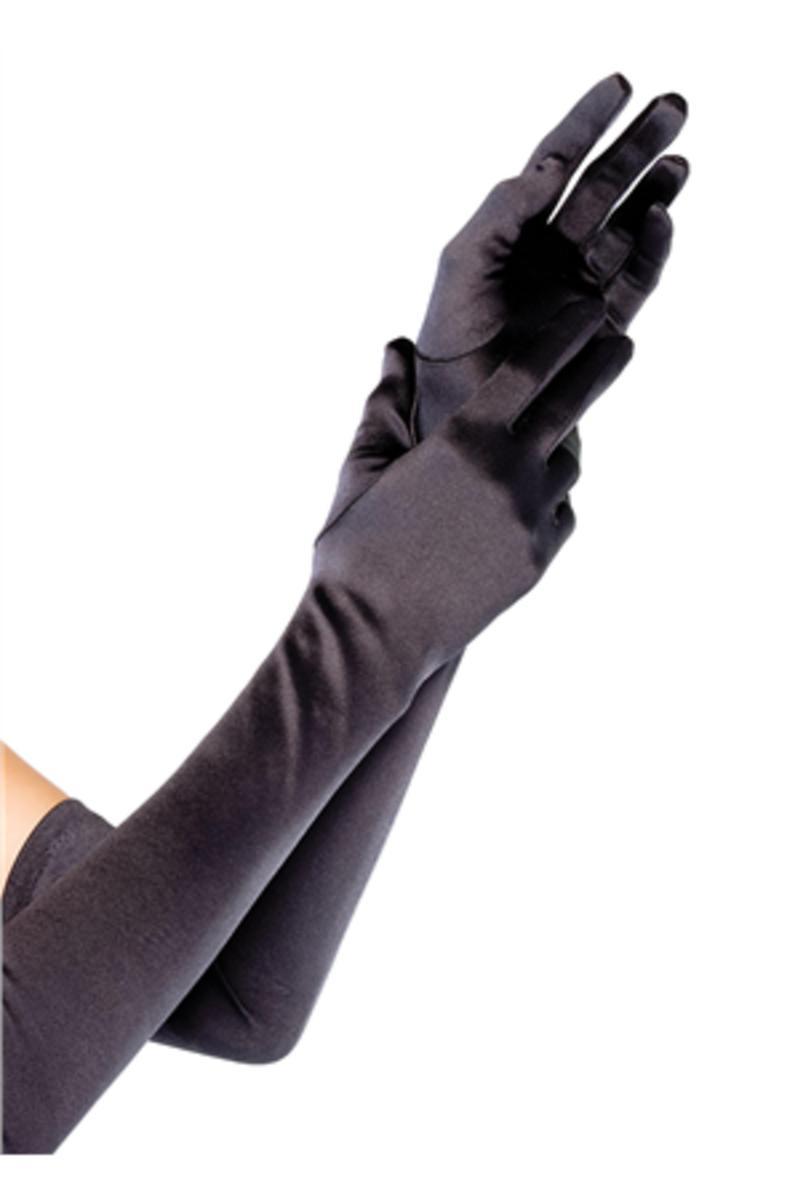 Extra Long Satin Gloves in BLACK