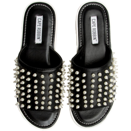 Cape Robbin Mandy-1 Black Slides Black