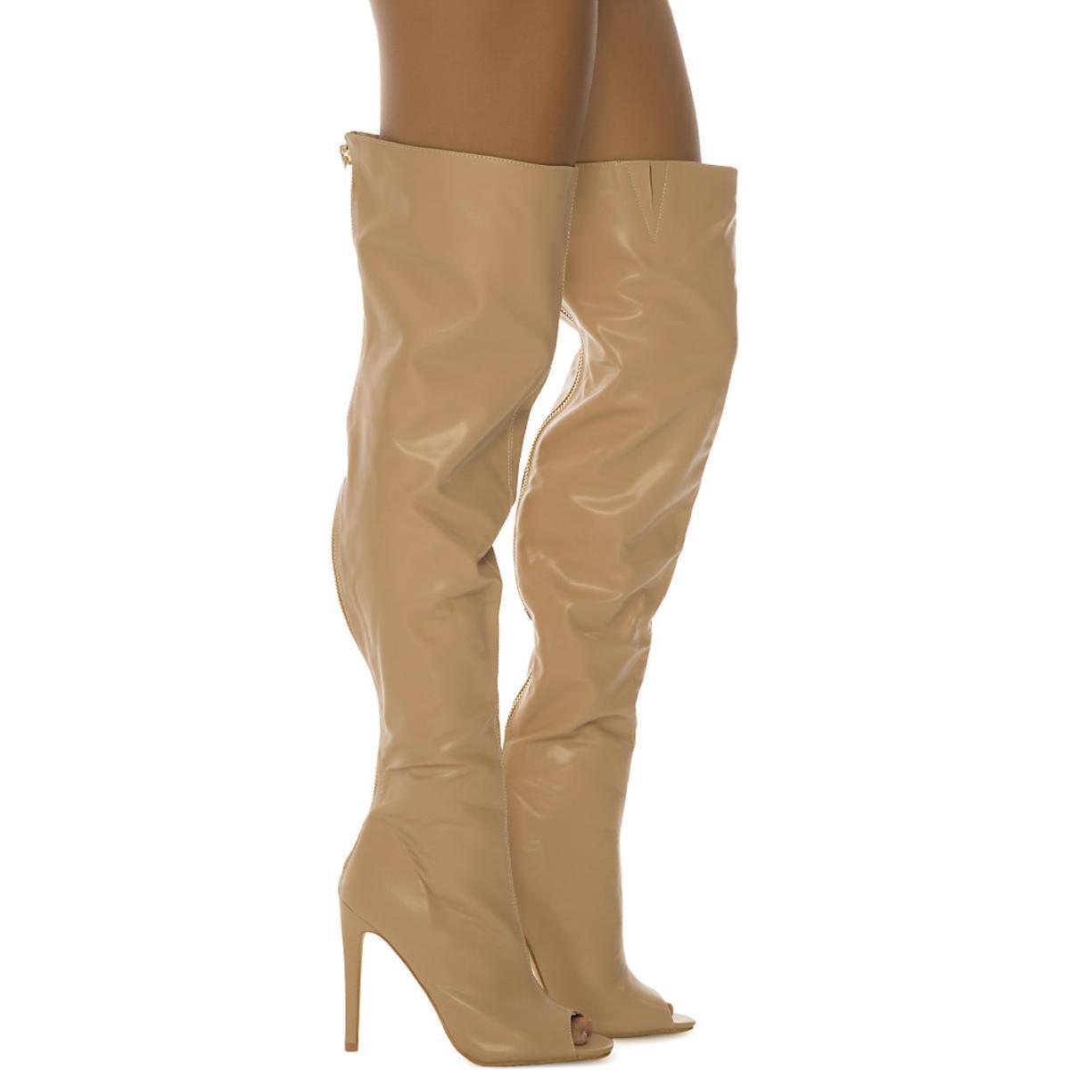 Libby-1 Thigh-High Boot Nude