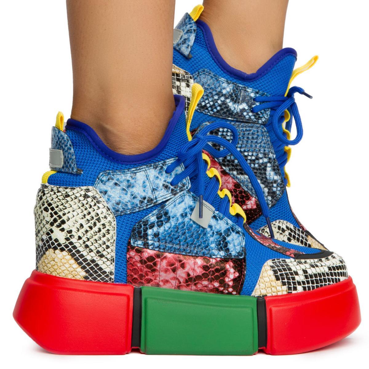 Cranberry-01 Snake Platform Sneakers