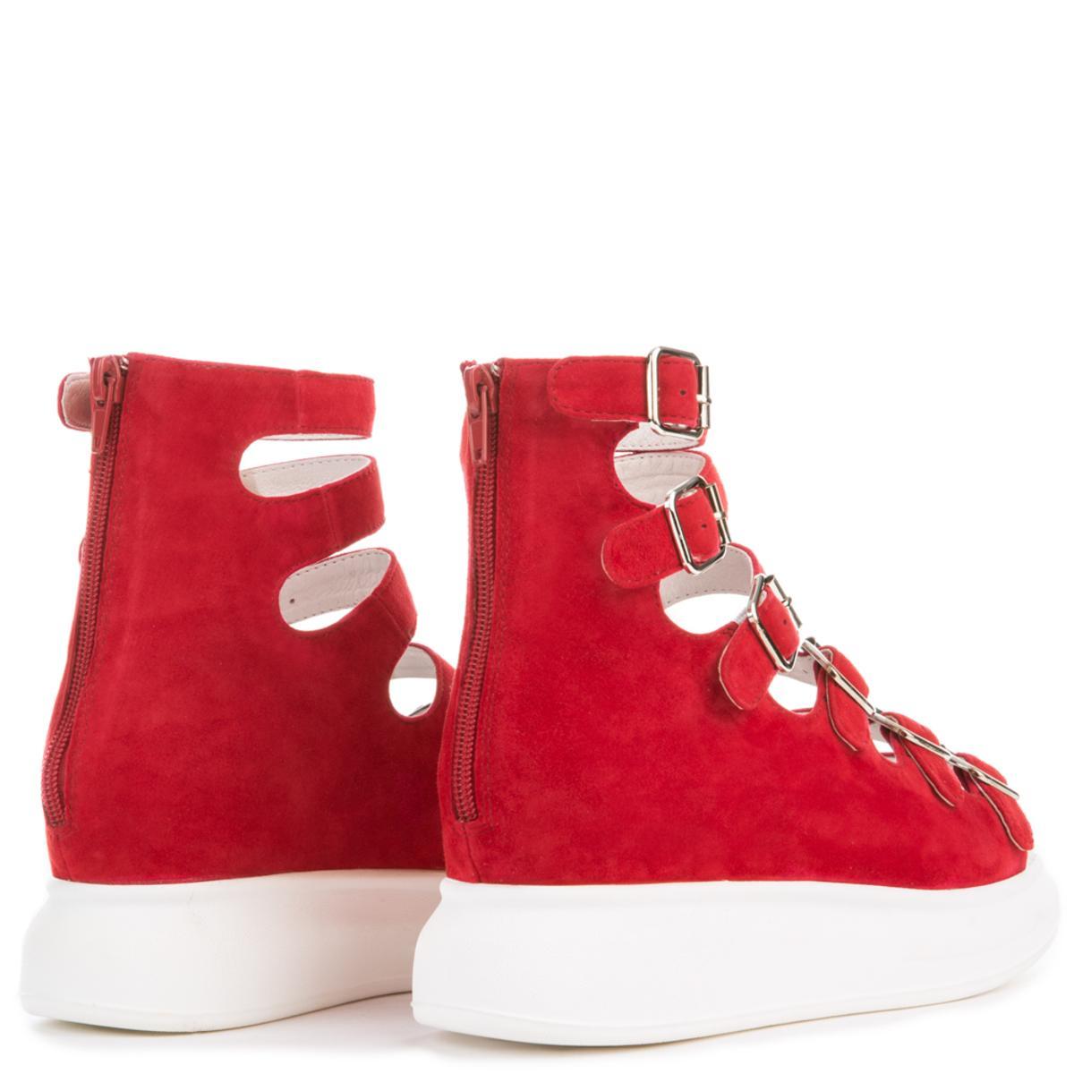 Jeffrey Campbell Andante Red Suede Platform Red
