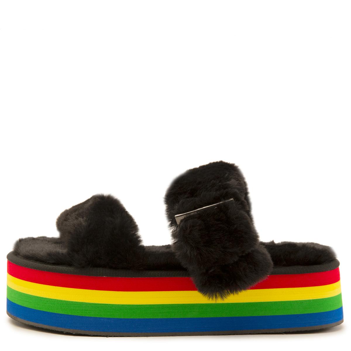 Theclub Fur Platform Sandals