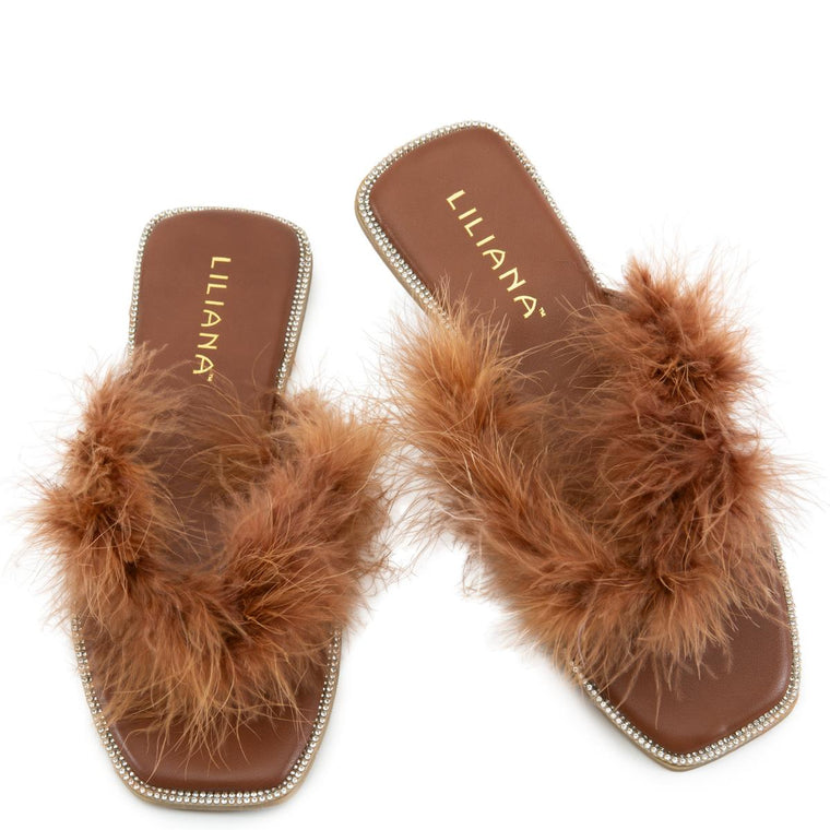 Bebe-2 Fur Thong Sandals