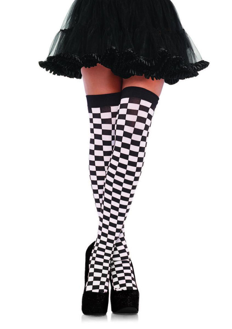 Checkered Stockings O/S BLACK/WHITE