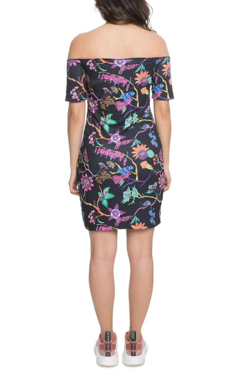 The Poisonous Garden Reversible No Shoulder Dress in Black