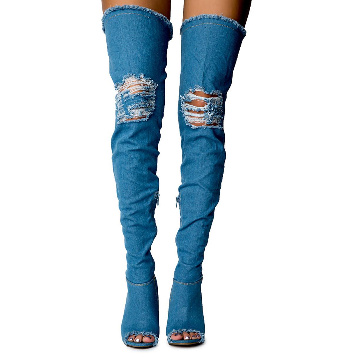 Limelight-60S Over The Knee Boot Blue