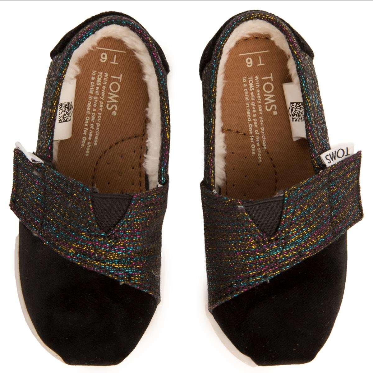 Tiny Toms: Classics Black Metallic Velvet Flats
