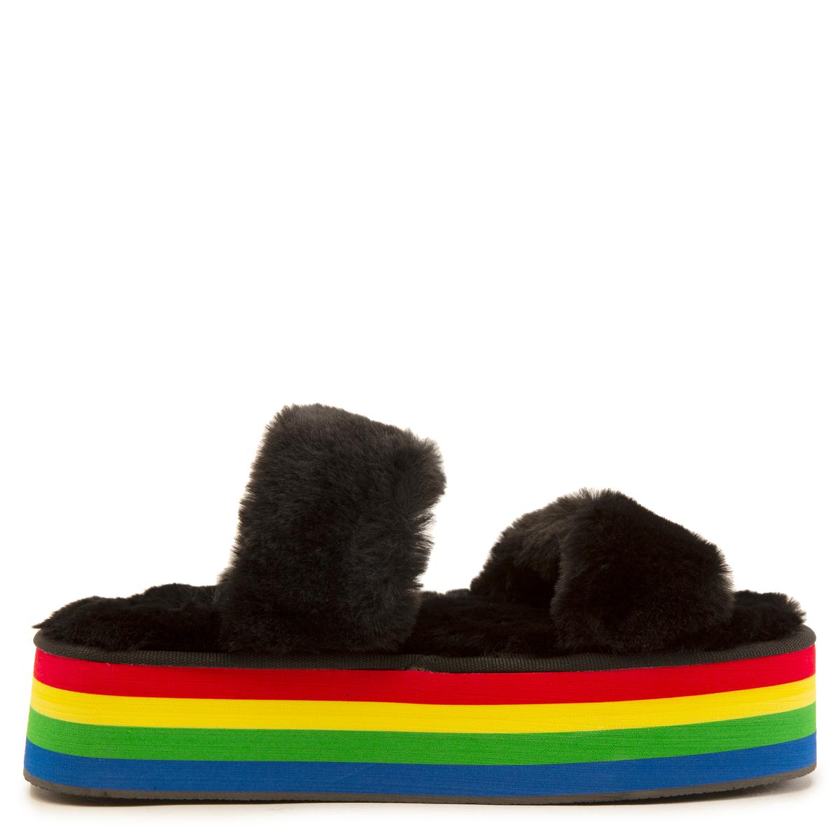 Theclub Fur Platform Sandals