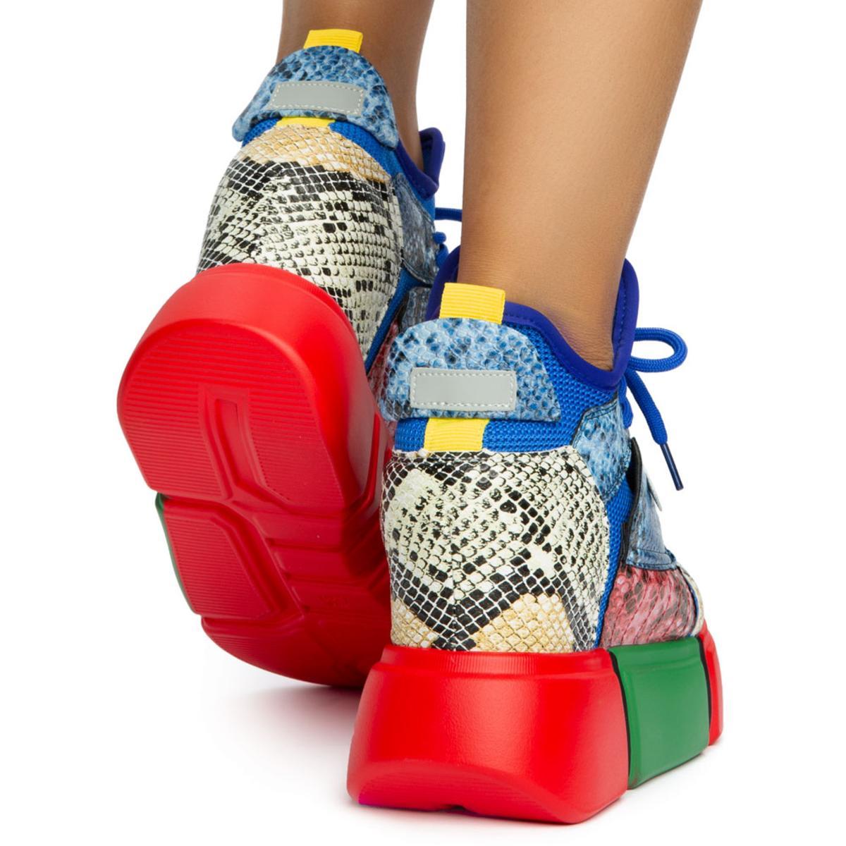 Cranberry-01 Snake Platform Sneakers