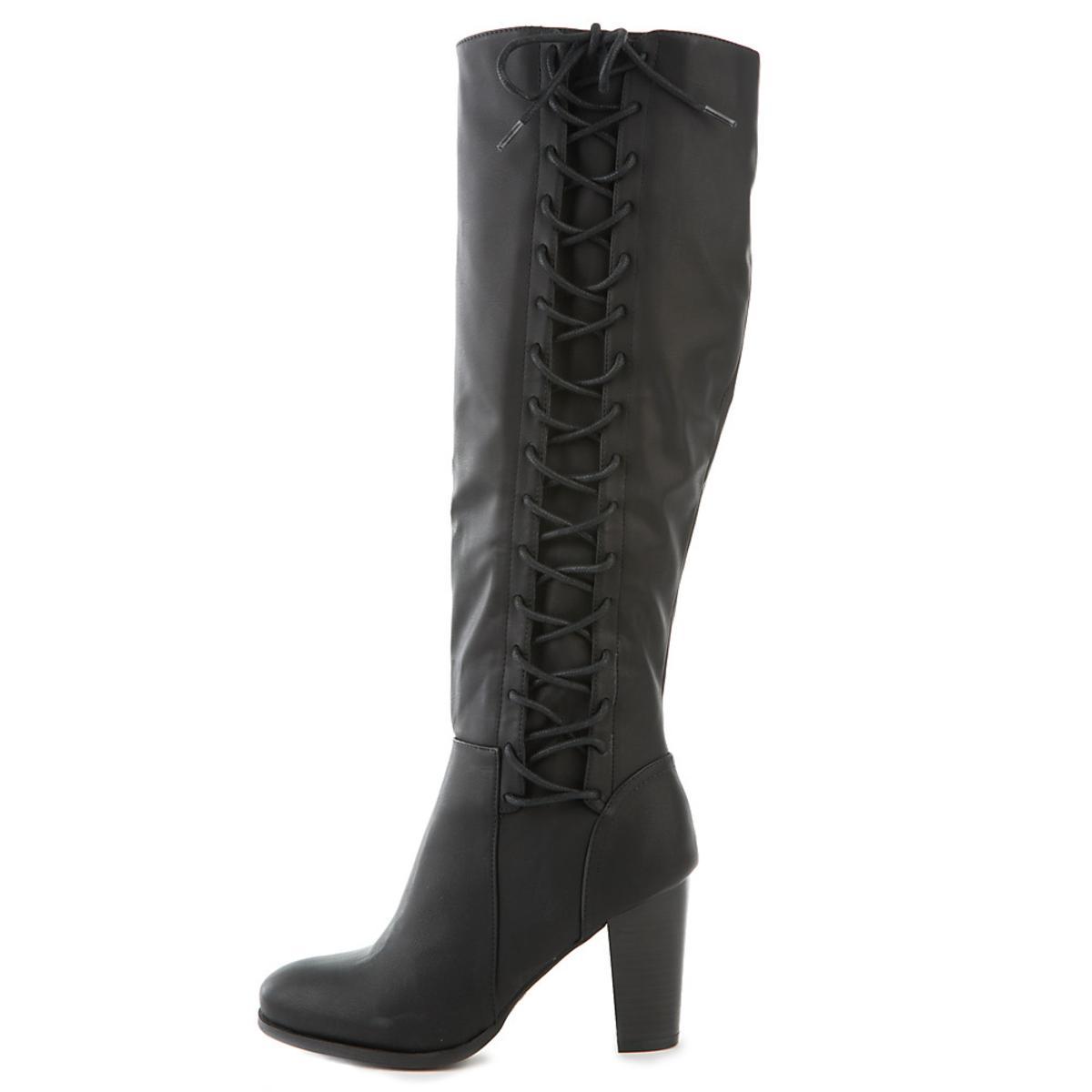 Cheek-08S Knee-High Lace-Up Boot Black