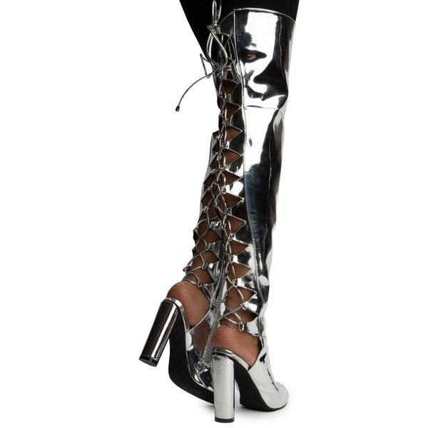 Connie-40 High Heel Boot Silver