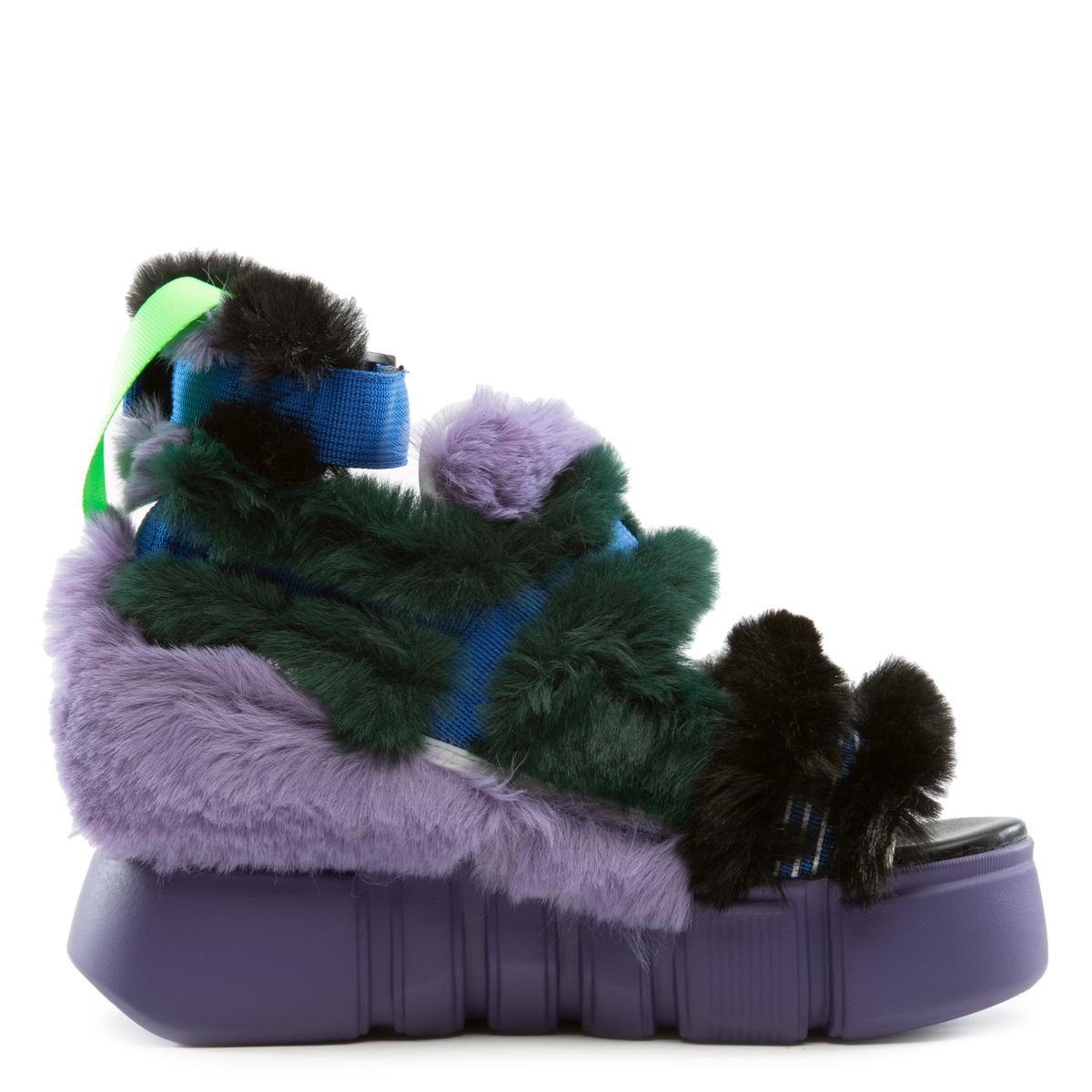 Cranberry-14 Fur Platform Sandals